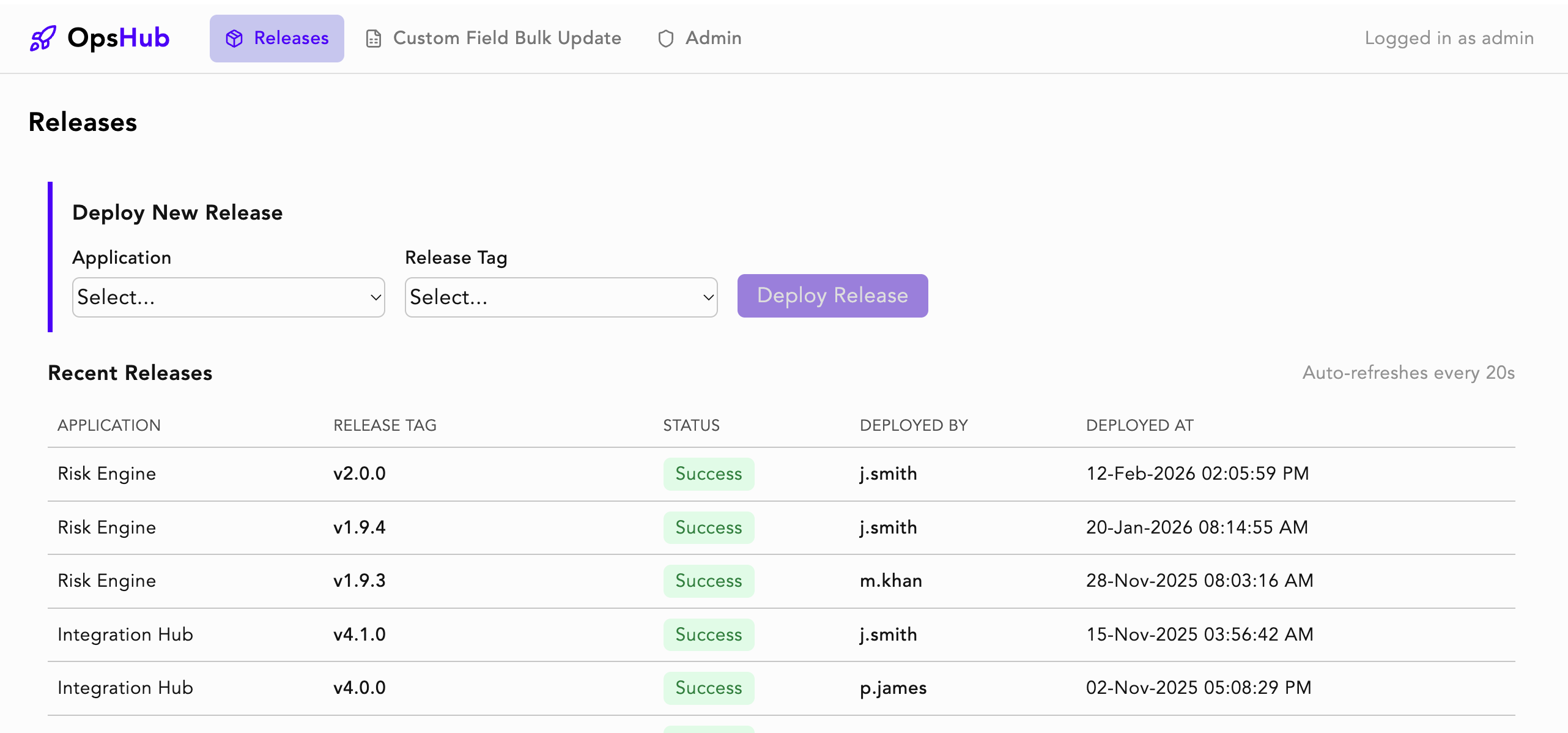 OpsHub — release management interface